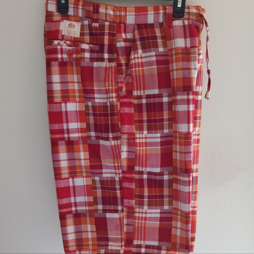Barefox Denim Red and Orange Madras Shorts